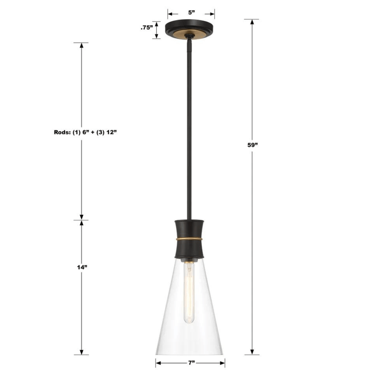 Quinn 1 Light Mini Pendant QUN-1500-MK-TG 633779053641