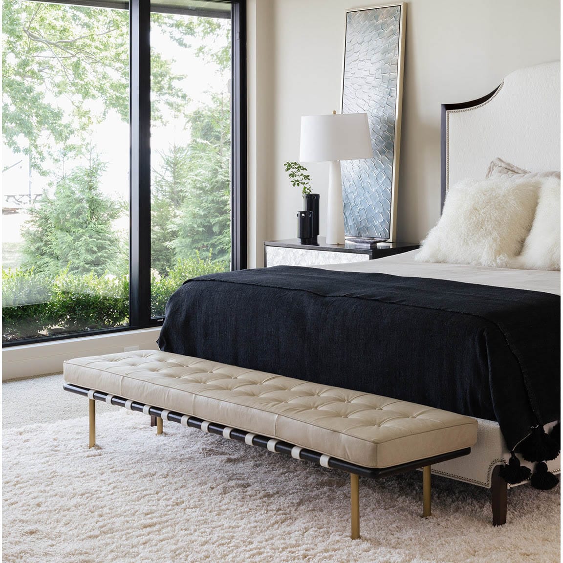 Tufted Gallery Bench – Meadow Blu