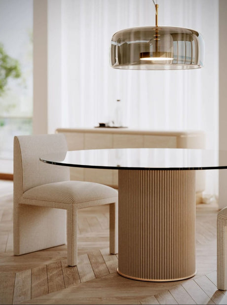 Rhythm Round Glass Top Dining Table Dining Tables CLA-425V-207 662896060614