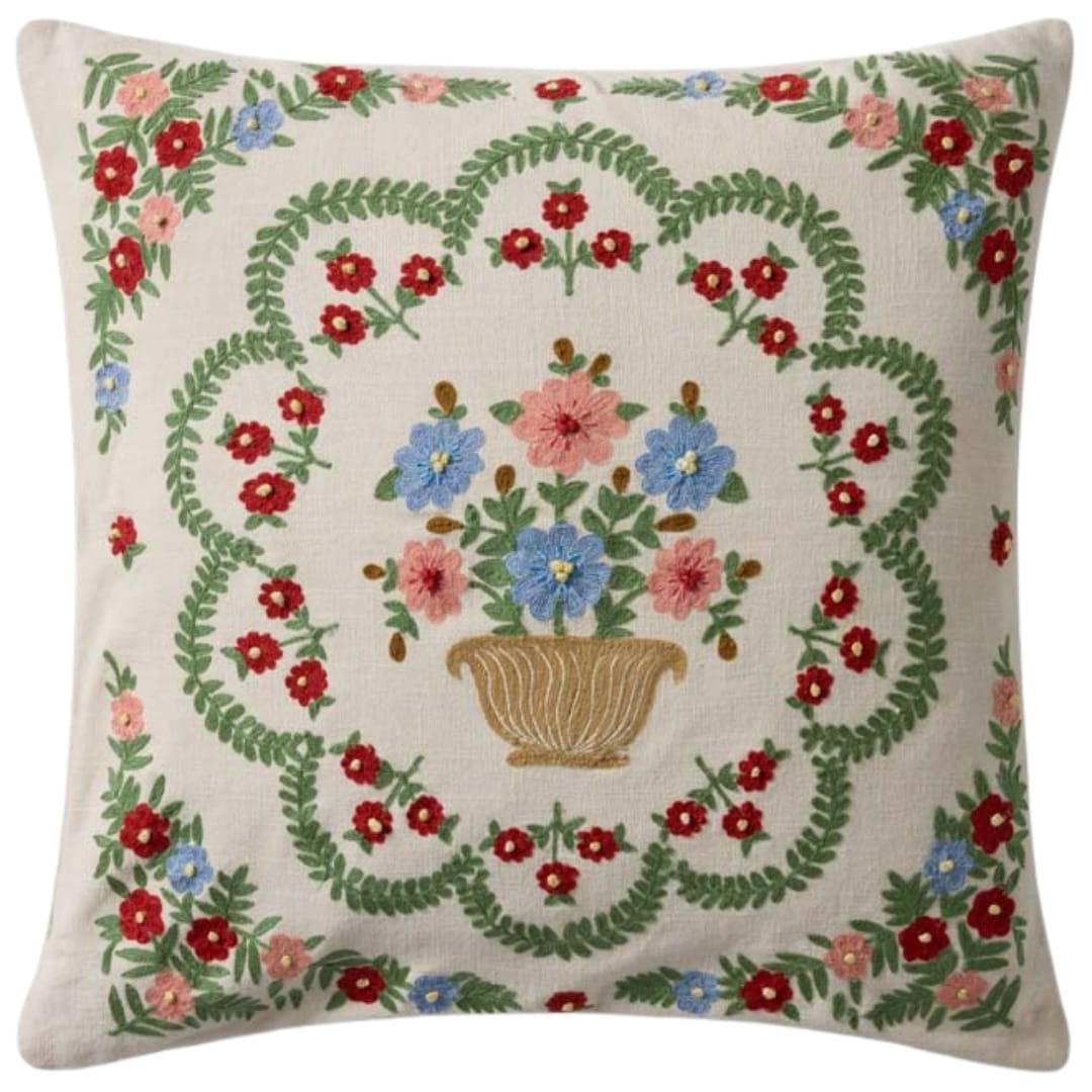 Rosette Vase Pillow Throw Pillows PSETPRP0084IVMLPIL3 885369947698