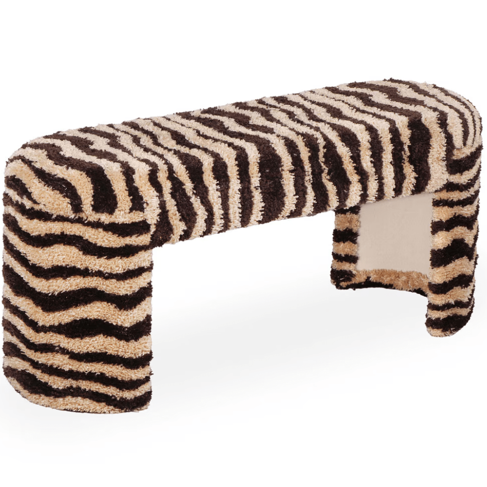 Sahara Brown Striped Tufted Bench Bench TOV-C18748