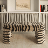 Sahara Brown Striped Tufted Bench Bench TOV-C18748