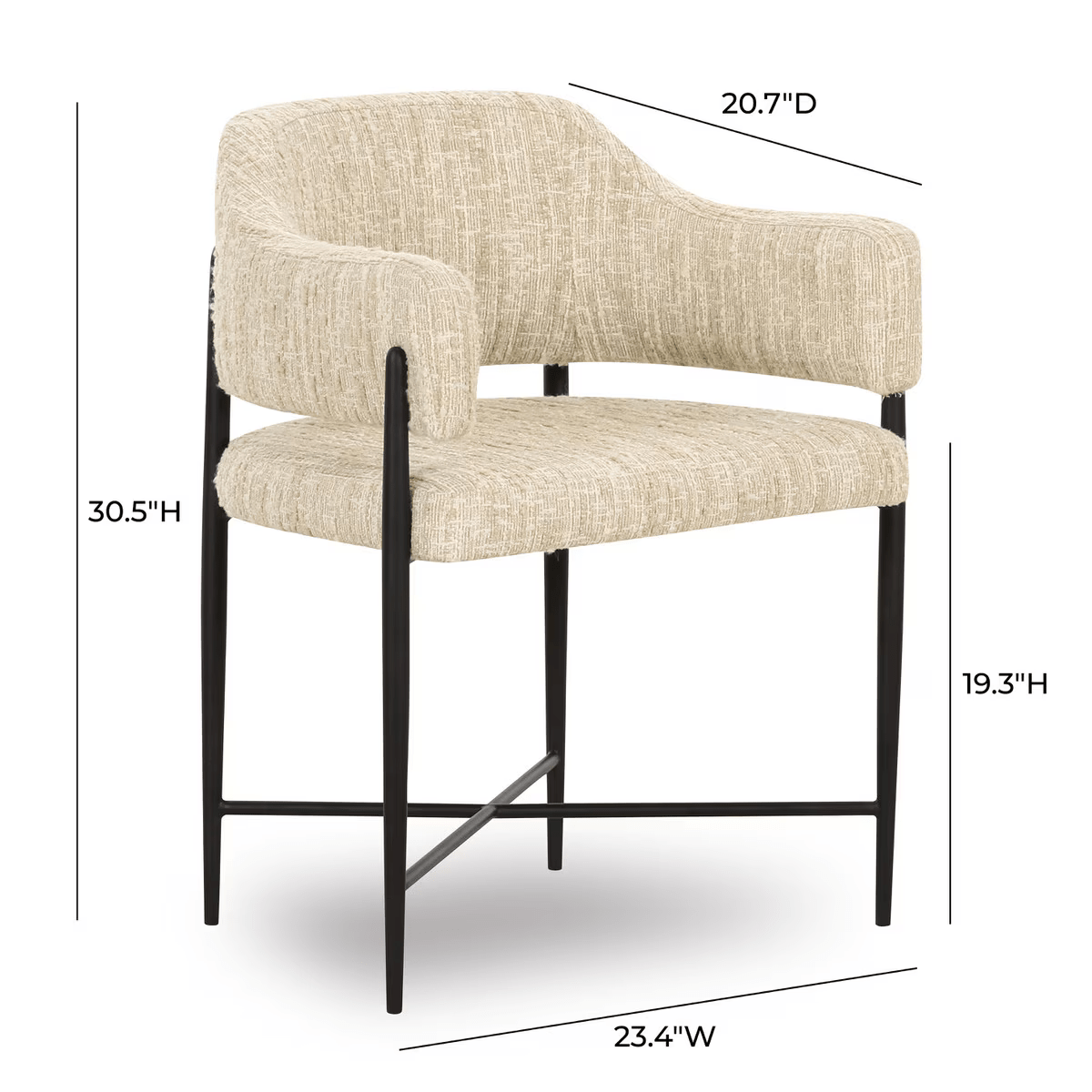 Sezanne Cream Textured Performance Boucle Dining Chair Dining Chair TOV-D69059