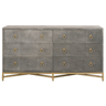 Strand Shagreen 6-Drawer Double Dresser Dresser 6122.GRY-SHG/GLD 00842279109158