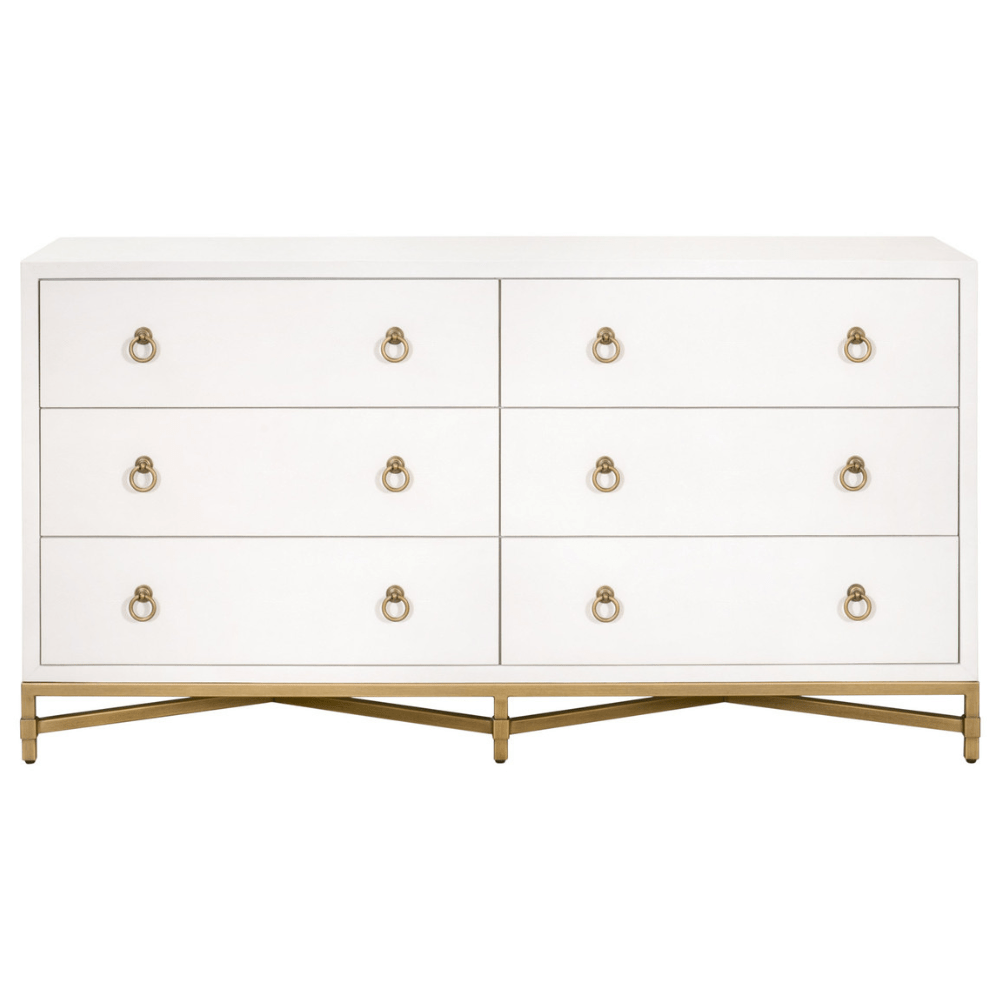 Strand Shagreen 6-Drawer Double Dresser Dresser 6122.PRL-SHG/GLD