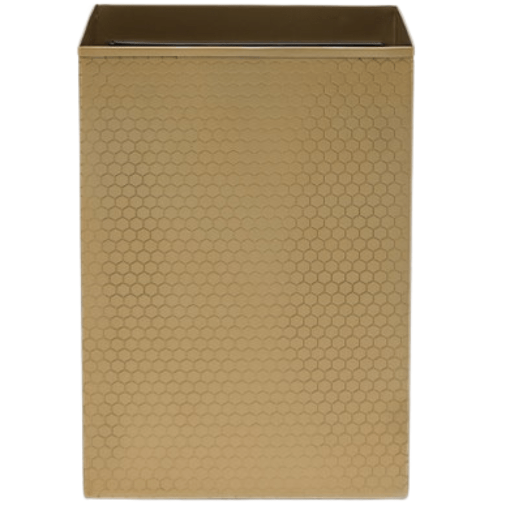 Temara Honeycomb Textured Stainless Steel Square Wastebasket - Thumbnail 3