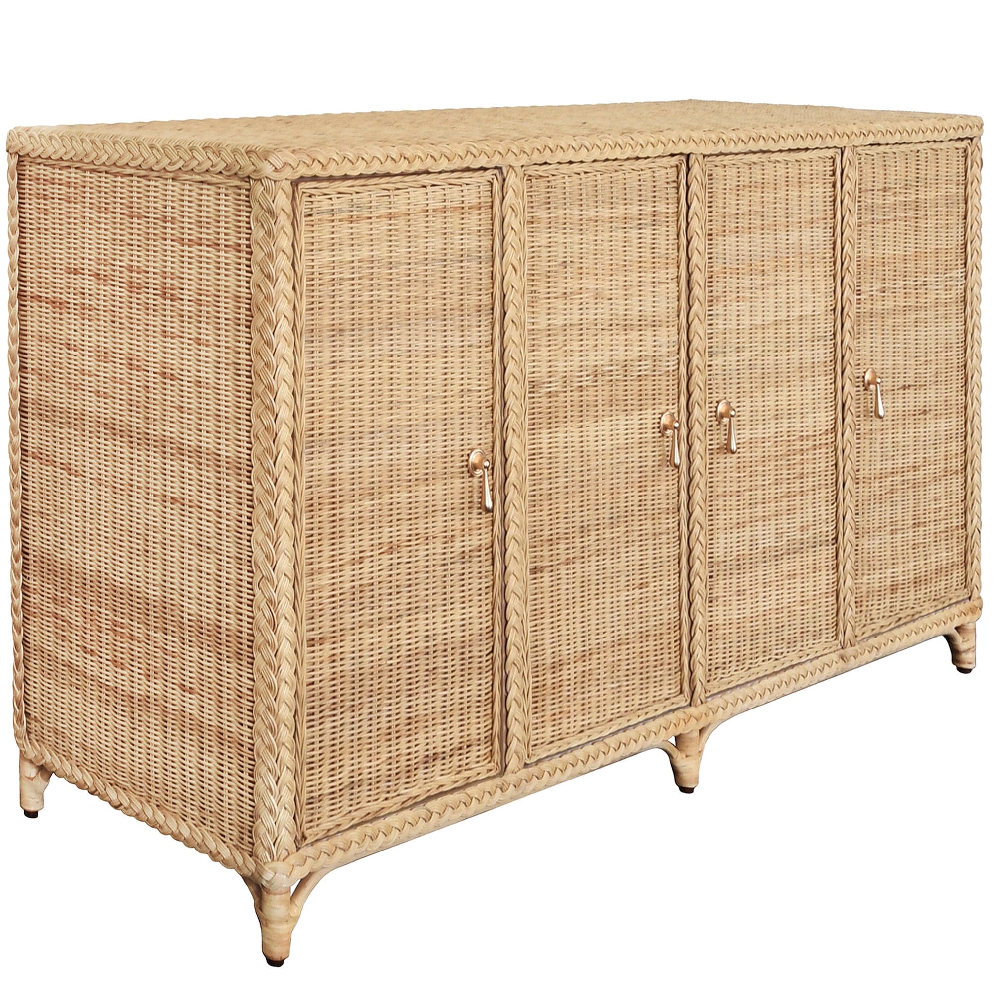 Worlds Away Evander Woven Rattan Buffet - Thumbnail 4