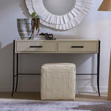 Woven Leather Ottoman Ottoman