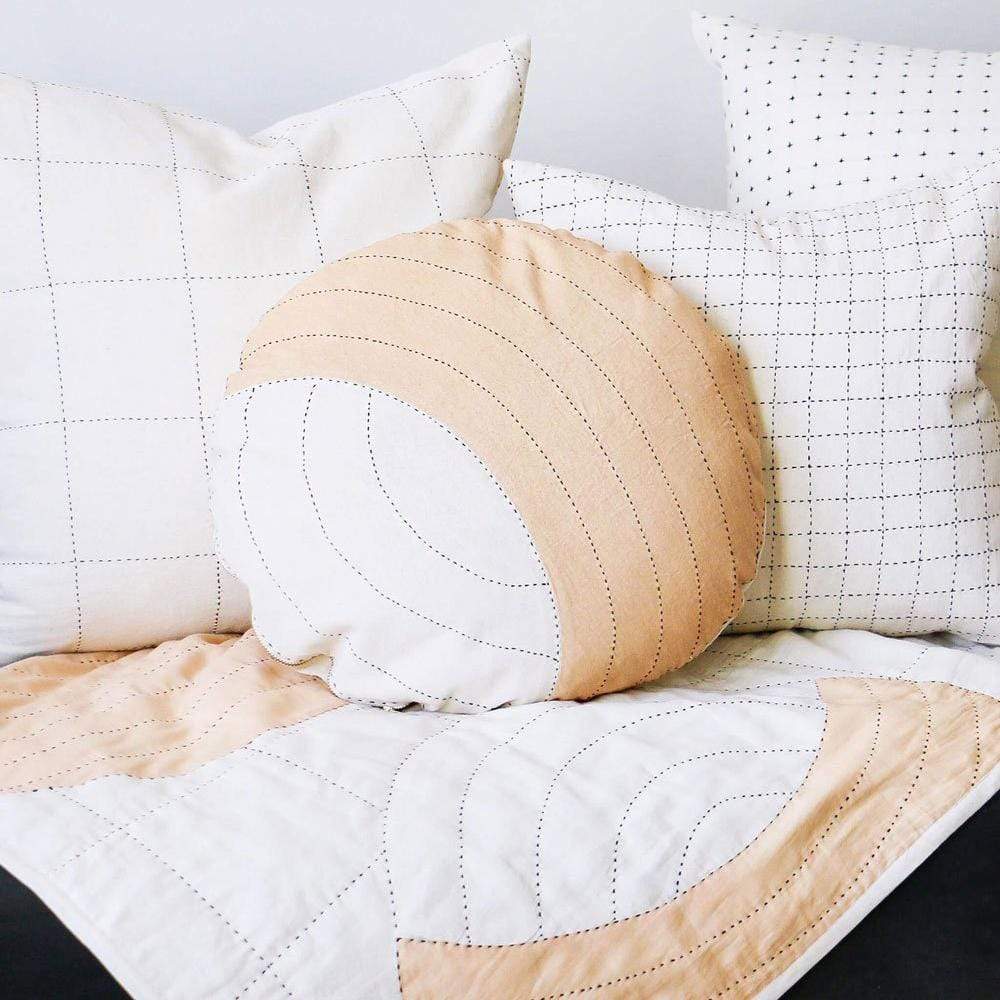 Crescent Lattice Quilt Throw Sand Meadow Blu