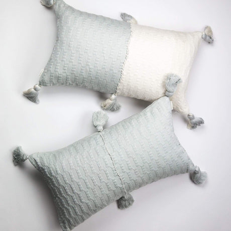 Archive New York Antigua Pillow - Light Grey & Natural White Colorblock Pillow & Decor