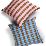 Archive New York Santiago Grid Pillow - Baby Pink & Umber Pillow & Decor archive-SQ18016-baby-pink-umber