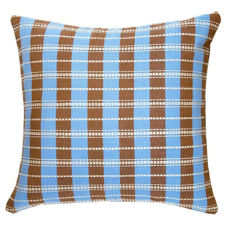 Archive New York Santiago Grid Pillow - Blue & Umber Pillow & Decor archive-SQ18016-blue-umber