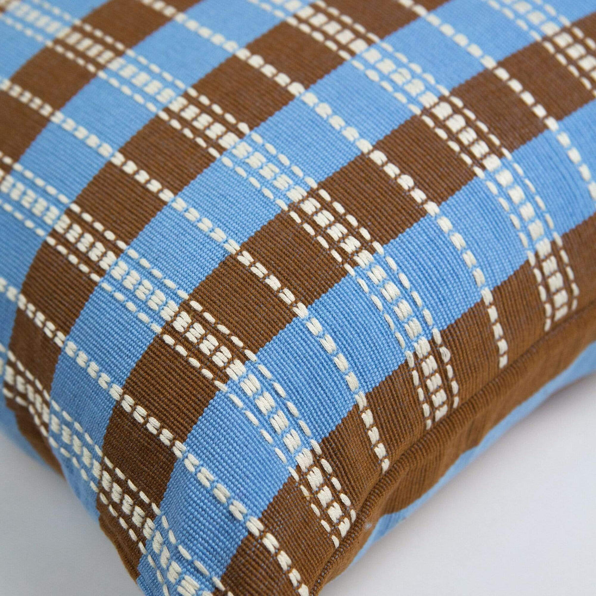 Archive New York Santiago Grid Pillow - Blue & Umber Pillow & Decor archive-SQ18016-blue-umber