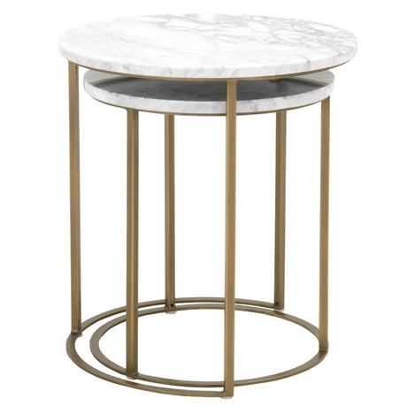 BLU Home Carrera Round Nesting Accent Table - Gold Furniture orient-express-6105.BGLD/WHT 00842279109646