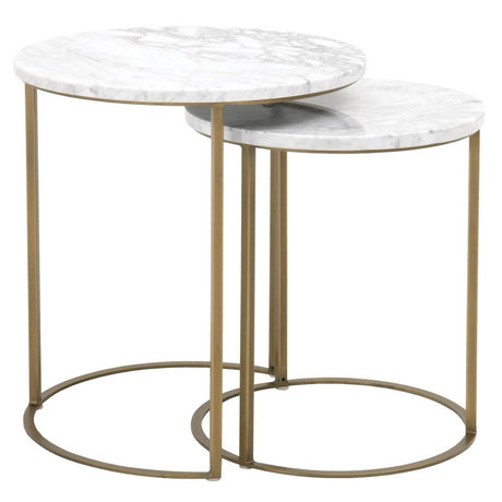 BLU Home Carrera Round Nesting Accent Table - Gold Furniture orient-express-6105.BGLD/WHT 00842279109646
