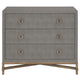 BLU Home Strand Shagreen 3-Drawer Nightstand Furniture orient-express-6120.WHT-SHG/GLD 00842279109509