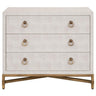 BLU Home Strand Shagreen 3-Drawer Nightstand - White Furniture orient-express-6120.WHT-SHG/GLD 00842279109509