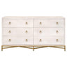 BLU Home Strand Shagreen 6-Drawer Double Dresser - White Furniture orient-express-6122.WHT-SHG/GLD 00842279109493