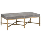 BLU Home Strand Shagreen Coffee Table - Gray Furniture orient-express-6117.GRY-SHG/GLD 00842279113544