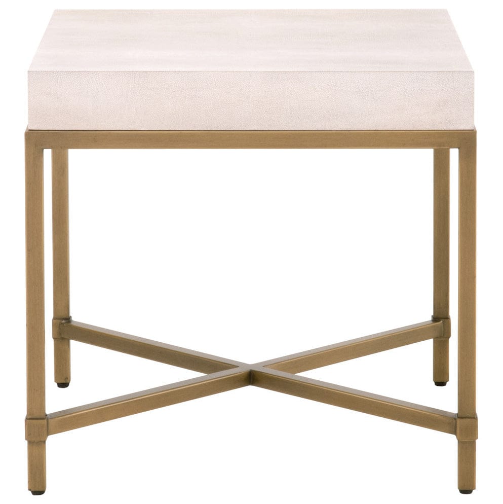 BLU Home Strand Shagreen End Table Tables orient-express-6118.WHT-SHG/GLD