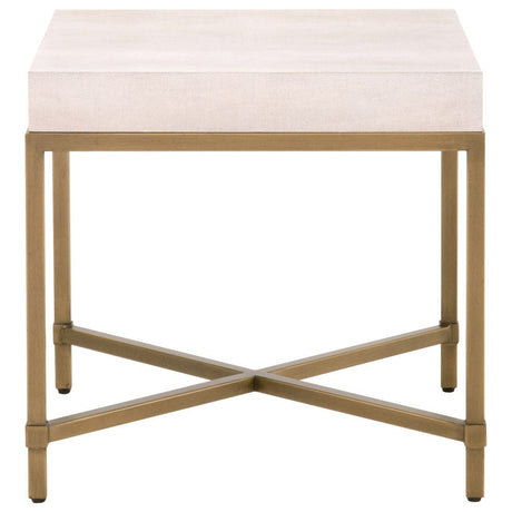 BLU Home Strand Shagreen End Table Tables orient-express-6118.WHT-SHG/GLD