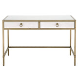 BLU Home Strand Shagreen Writing Desk - White Furniture orient-express-6124.WHT-SHG/GLD