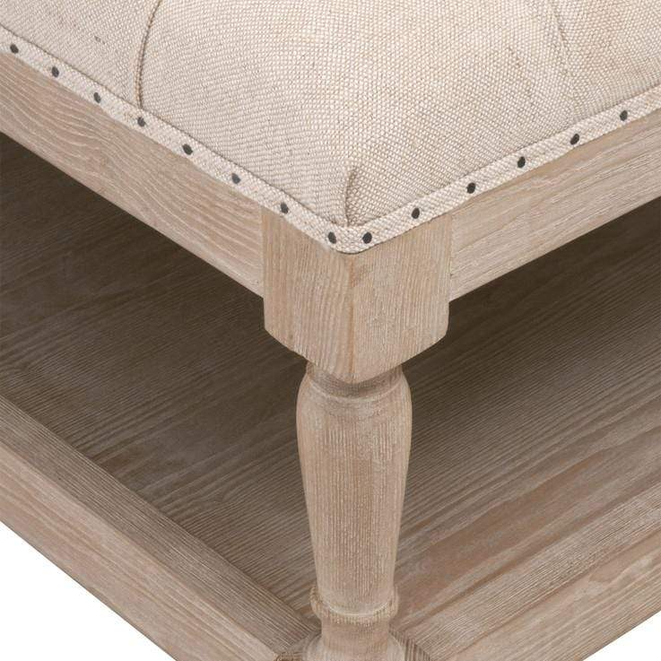 BLU Home Townsend Upholstered Coffee Table - Windowpane Pebble Furniture