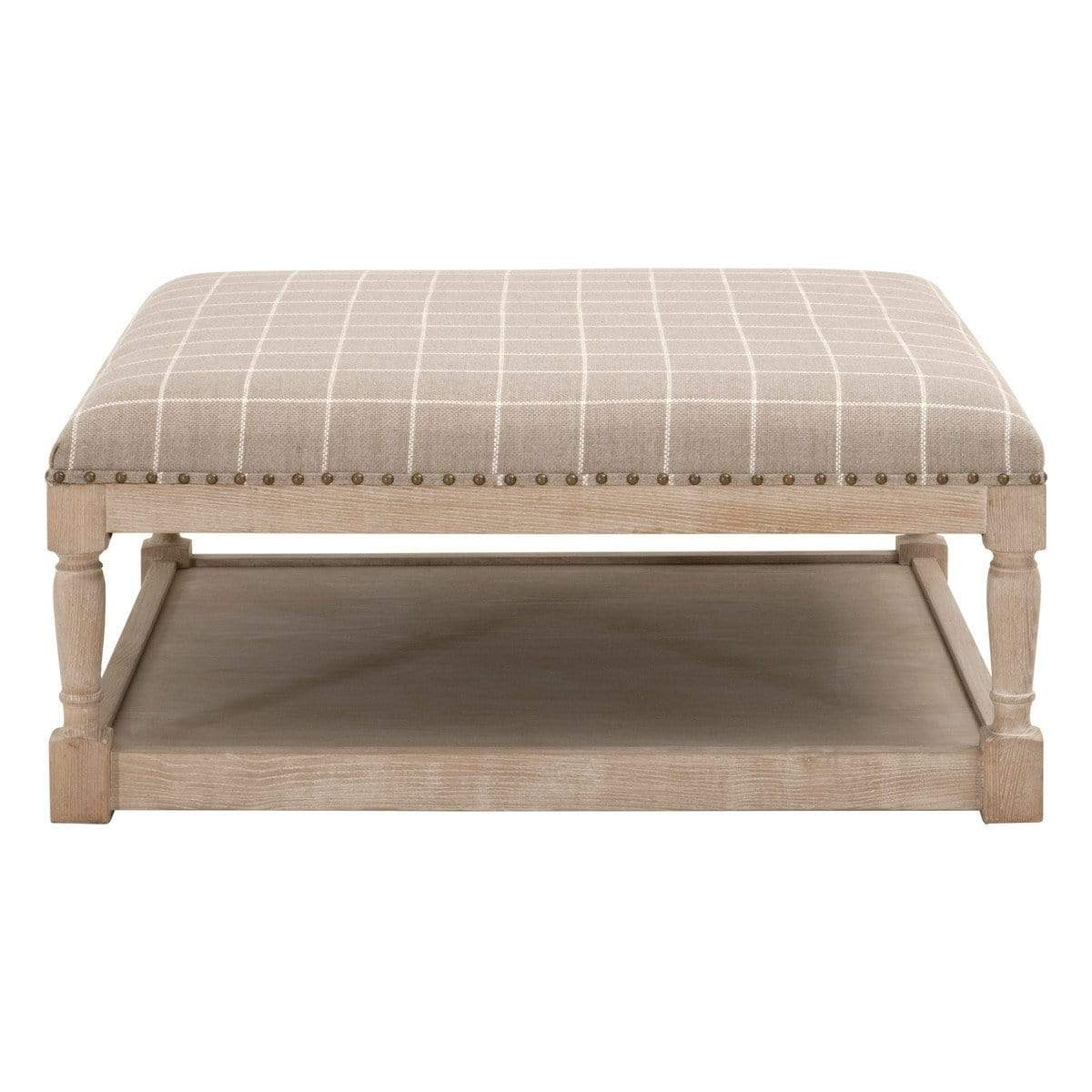 BLU Home Townsend Upholstered Coffee Table - Windowpane Pebble Furniture orient-express-6429UP.WPEB-GLD/NG