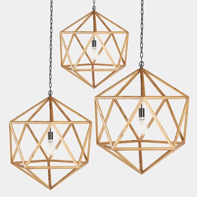 BoBo Intriguing Objects Wooden Polyhedron Pendant - Natural Lighting