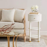 Villa & House Claudette 1-Drawer Round Side Table - White Furniture