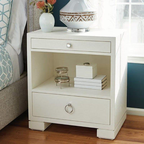 Villa & House Frances 2-Drawer Side Table - White Furniture villa-house-FRA-120-59-Silver