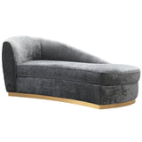 Candelabra Home Adele Velvet Chaise - Grey Slub Furniture TOV-L6154 00806810356937