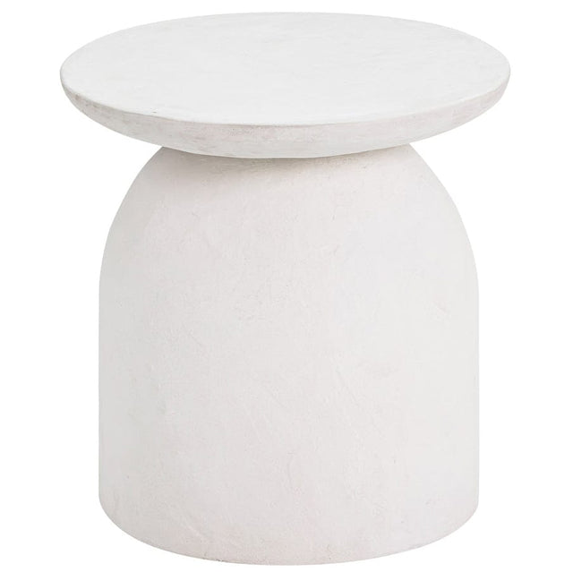 Candelabra Home Aloe White Concrete Outdoor Side Table Outdoor Furniture TOV-OC44184