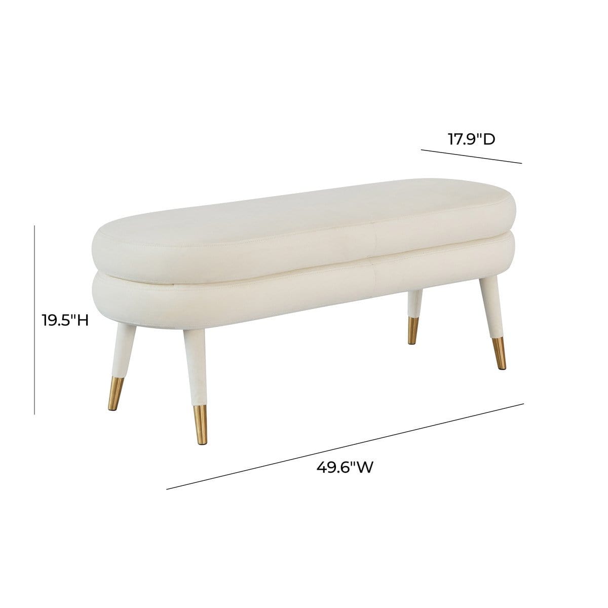 Candelabra Home Betty Velvet Bench - Cream Furniture TOV-OC68125