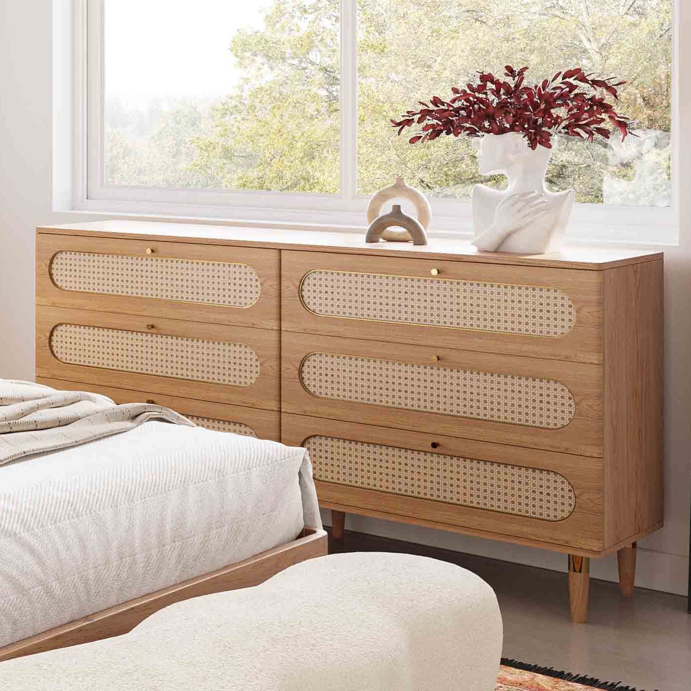 Carmen - 6 Drawer Dresser - Cane Carmen - 6 Drawer Dresser - Cane