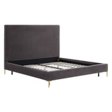 Candelabra Home Delilah Velvet Bed - Grey Furniture