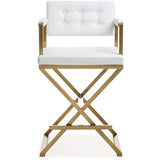 Candelabra Home Director White Gold Steel Bar & Counter Stool Furniture