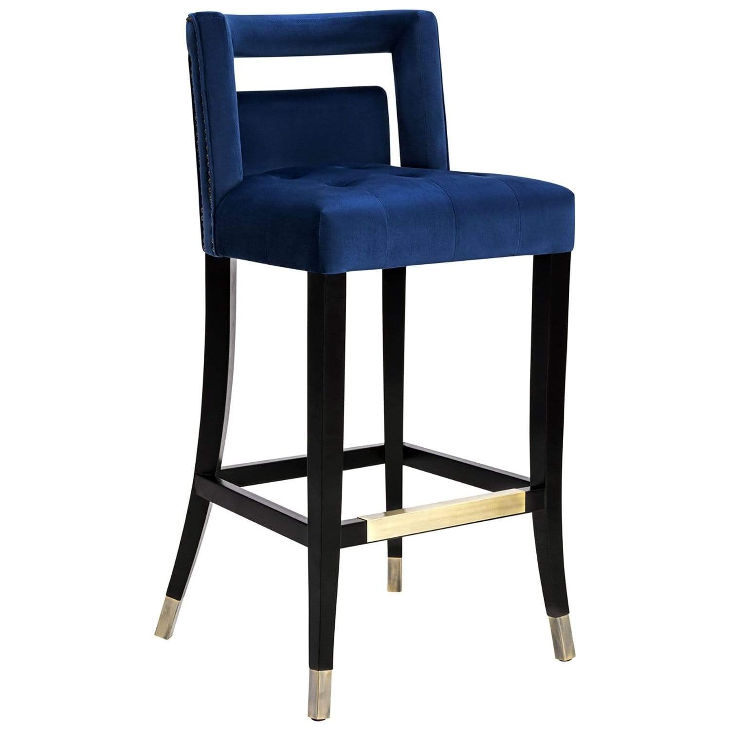 TOV Furniture Hart Bar Stool Navy Velvet