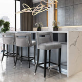 Candelabra Home Hart Velvet Bar and Counter Stool - Grey Furniture