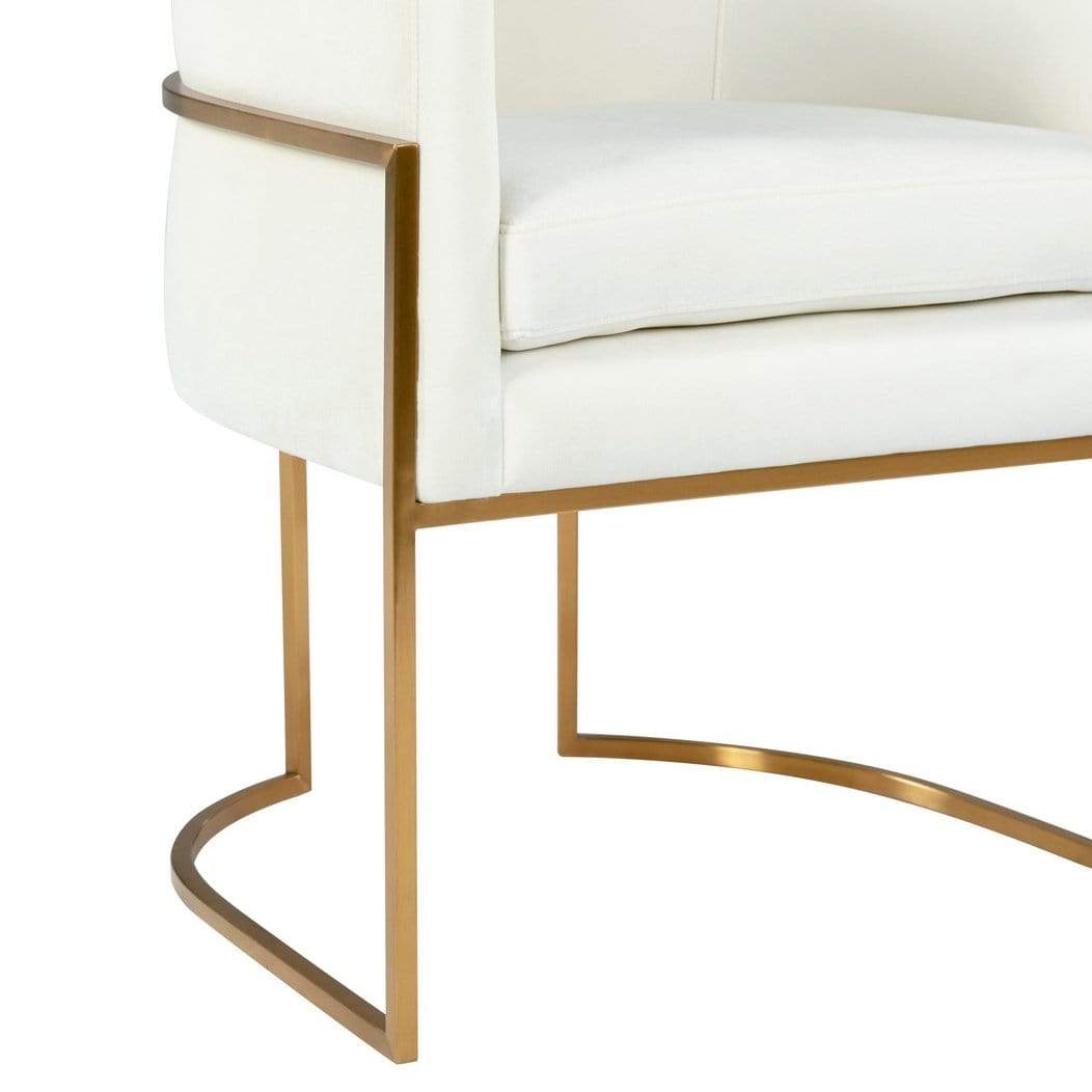 Candelabra Home Inspire Me! Home Decor Giselle Cream Velvet Dining Chair - Gold Furniture TOV-D6303