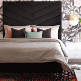 Candelabra Home Javan Velvet Bed - Black Furniture