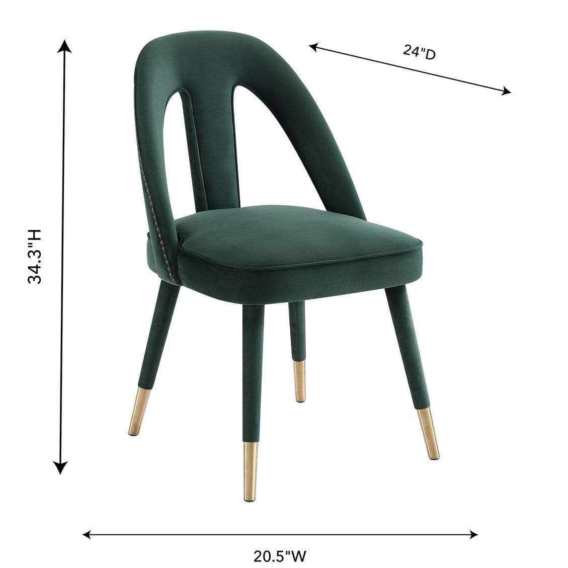 Candelabra Home Petra Velvet Side Chair - Forest Green Furniture TOV-D6364