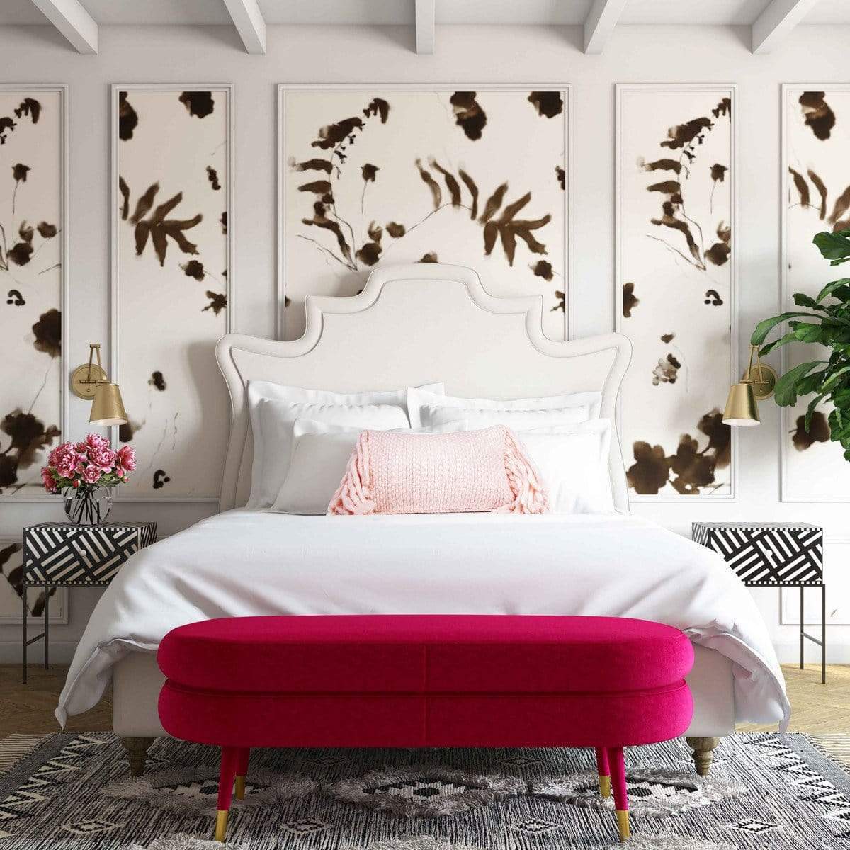 Candelabra Home Serenity Velvet Bed - Cream Furniture