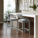 Candelabra Home Tiffany Velvet Bar and Counter Stool - Grey Furniture