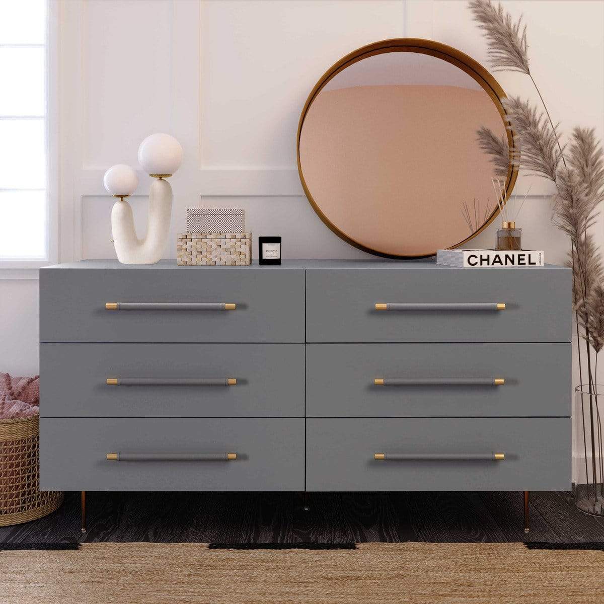 Candelabra Home Trident Black 6 Drawer Dresser - White Furniture