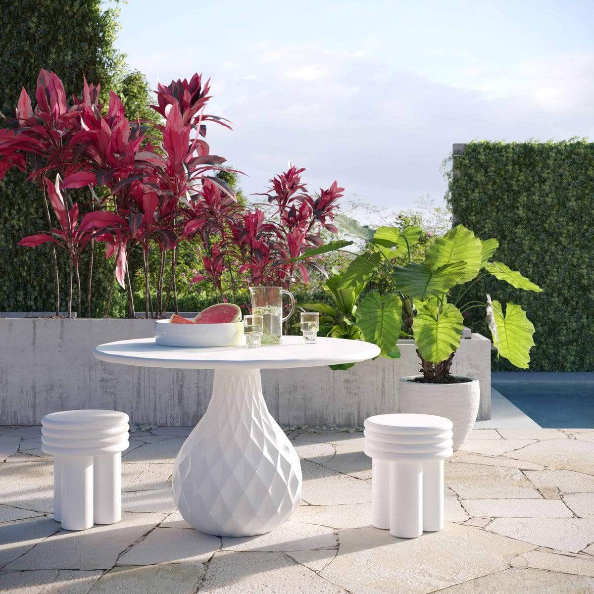Zuma Indoor Outdoor Concrete Dining Table Meadow Blu