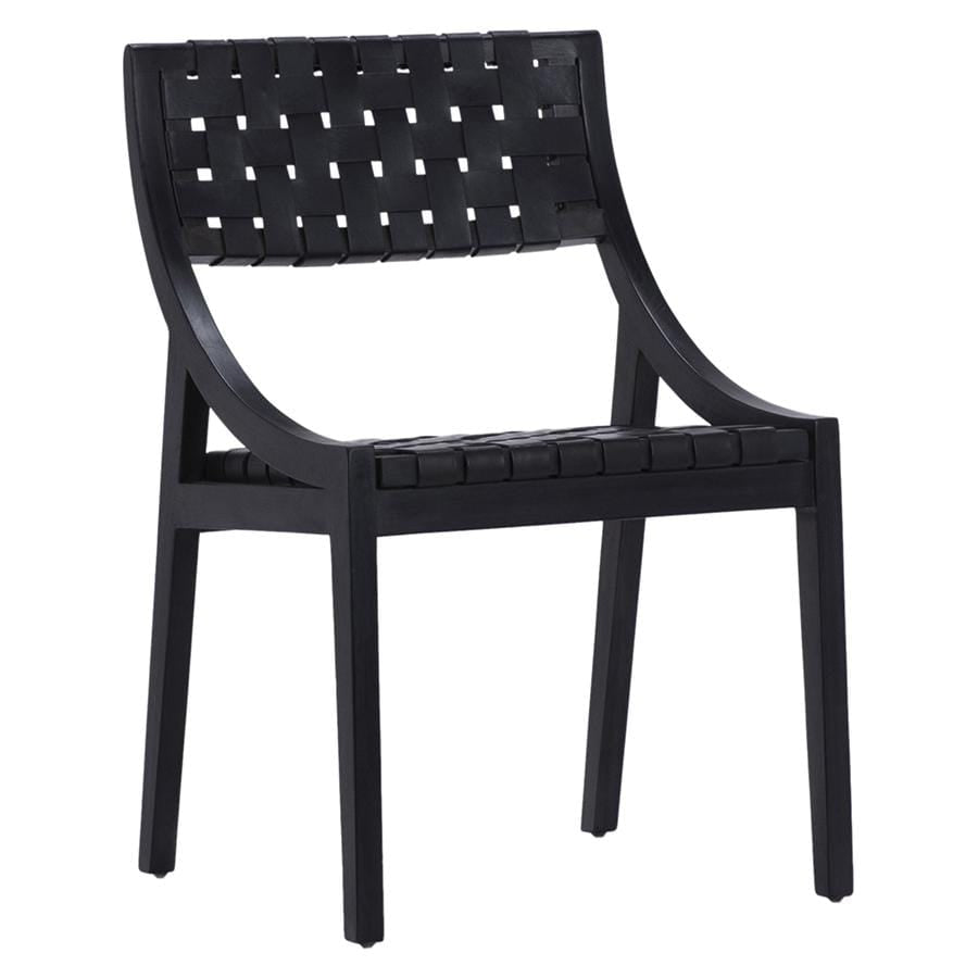 Lattice woven leather online dining chair