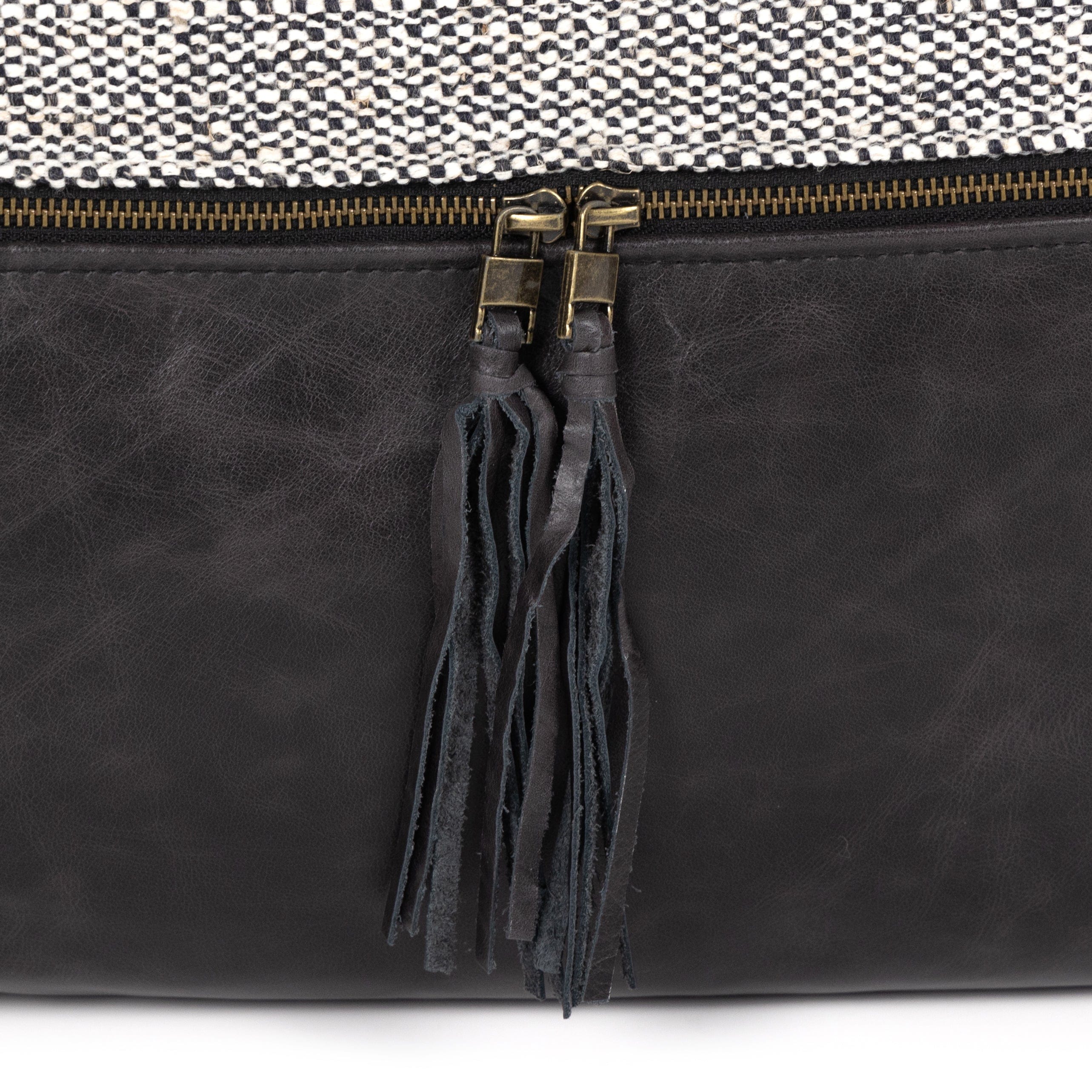 Leather Linen Pillow Meadow Blu