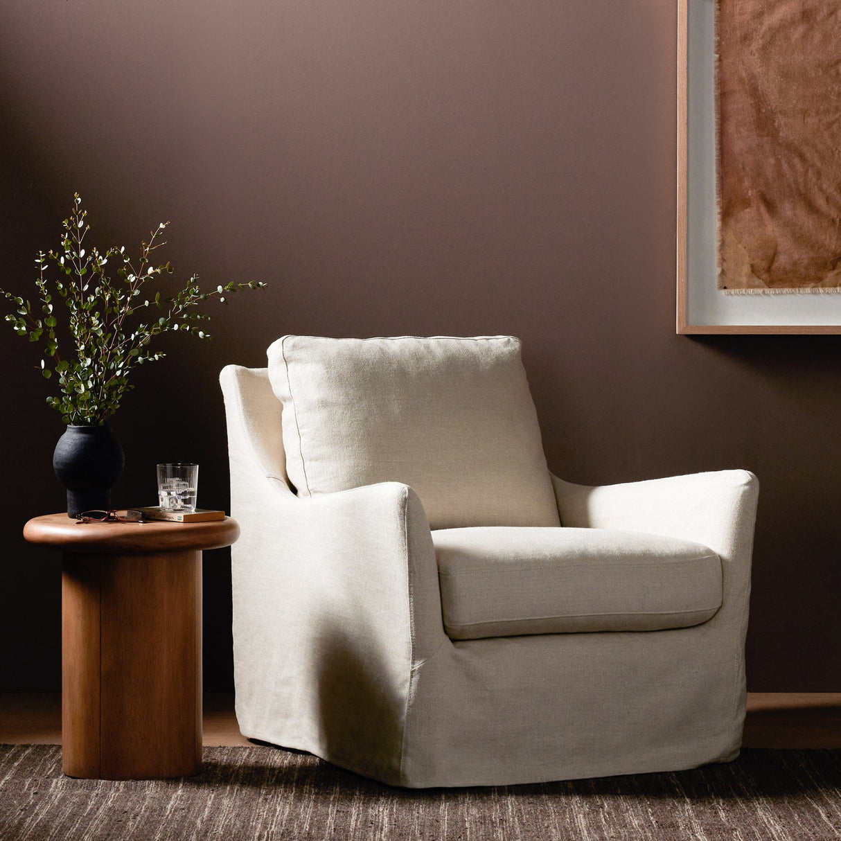 Four Hands Monette Slipcover Swivel Chair Furniture