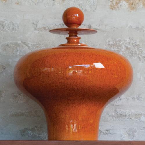 Global Views Happy Temple Jar-Squat-Orange Pillow & Decor Global-Views-1877 00651083118771